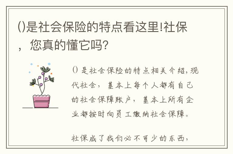 是社會保險的特點(diǎn)看這里!社保，您真的懂它嗎？