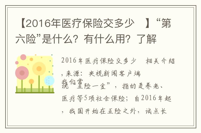 【2016年醫(yī)療保險交多少	】“第六險”是什么？有什么用？了解一下