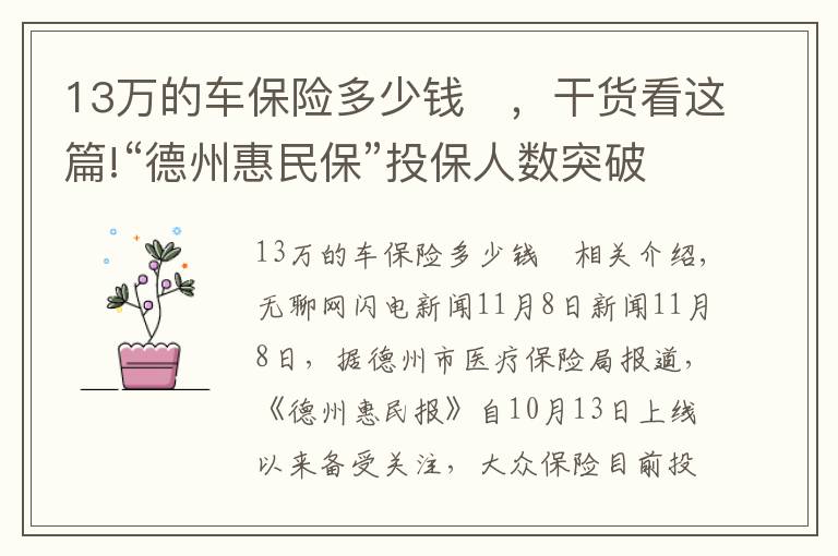 13萬的車保險多少錢	，干貨看這篇!“德州惠民保”投保人數(shù)突破35萬 投保79元最高可保230萬