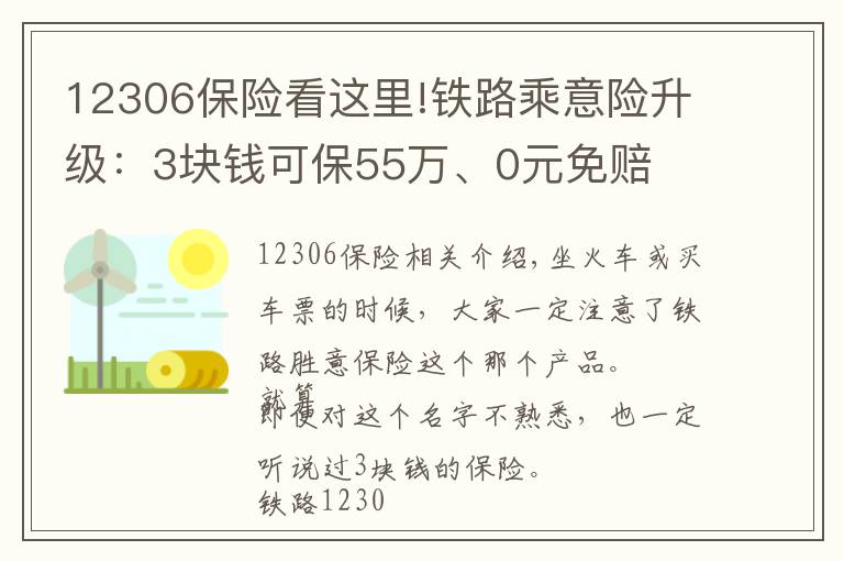 12306保險看這里!鐵路乘意險升級：3塊錢可保55萬、0元免賠