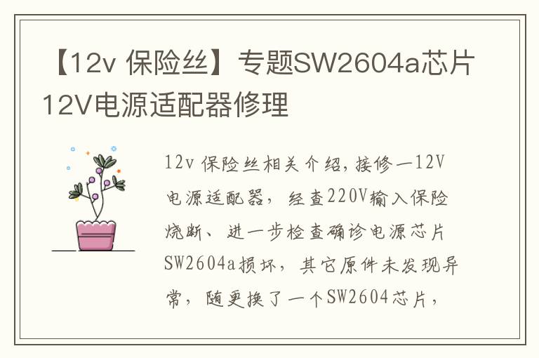 【12v 保險(xiǎn)絲】專(zhuān)題SW2604a芯片12V電源適配器修理