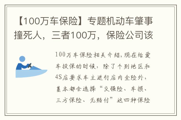 【100萬(wàn)車保險(xiǎn)】專題機(jī)動(dòng)車肇事撞死人，三者100萬(wàn)，保險(xiǎn)公司該如何理賠？