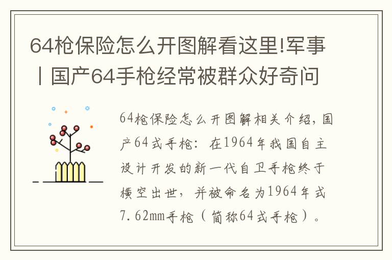 64槍保險怎么開圖解看這里!軍事丨國產(chǎn)64手槍經(jīng)常被群眾好奇問，你們這槍是真的還是塑料的