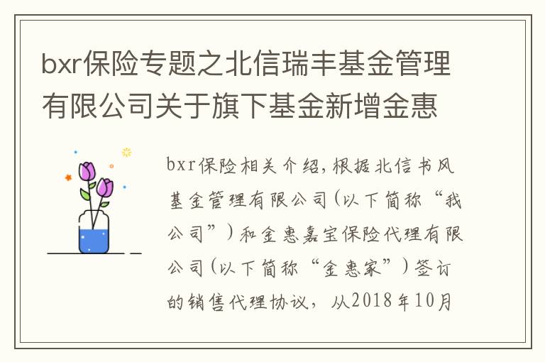 bxr保險(xiǎn)專題之北信瑞豐基金管理有限公司關(guān)于旗下基金新增金惠家保險(xiǎn)代理有限公司為基金代銷機(jī)構(gòu)的公告