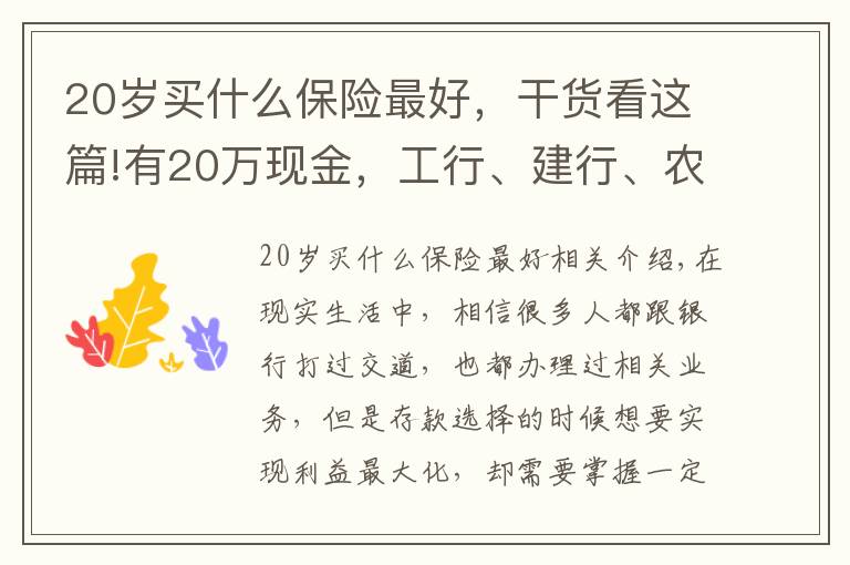 20歲買什么保險最好，干貨看這篇!有20萬現(xiàn)金，工行、建行、農(nóng)商行，存款選擇哪家銀行更好？