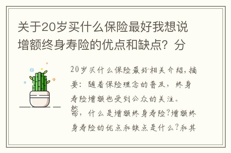 關于20歲買什么保險最好我想說增額終身壽險的優(yōu)點和缺點？分享愛心人壽守護神2.0終身壽險