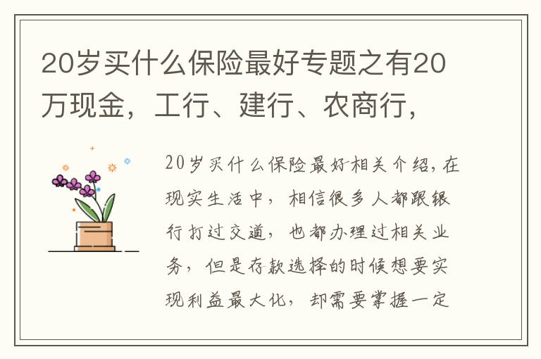 20歲買什么保險最好專題之有20萬現(xiàn)金，工行、建行、農(nóng)商行，存款選擇哪家銀行更好？