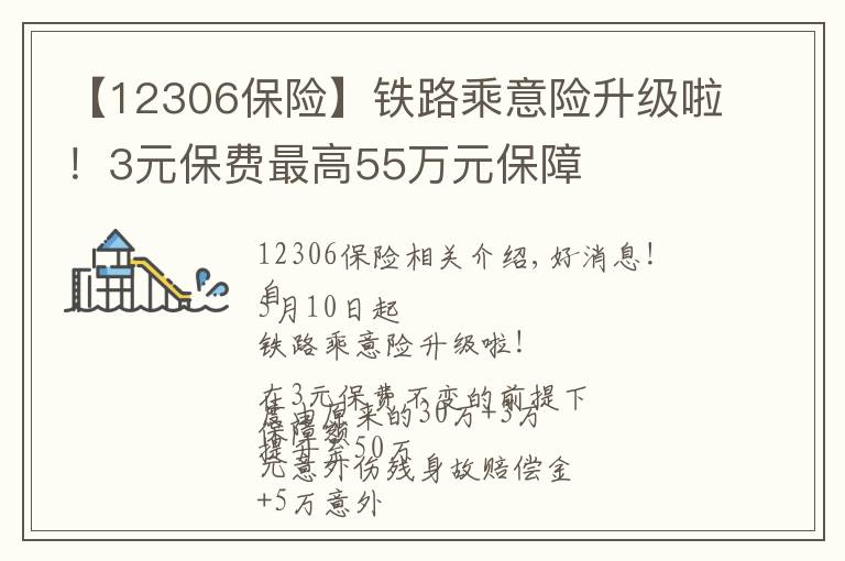 【12306保險】鐵路乘意險升級啦！3元保費最高55萬元保障