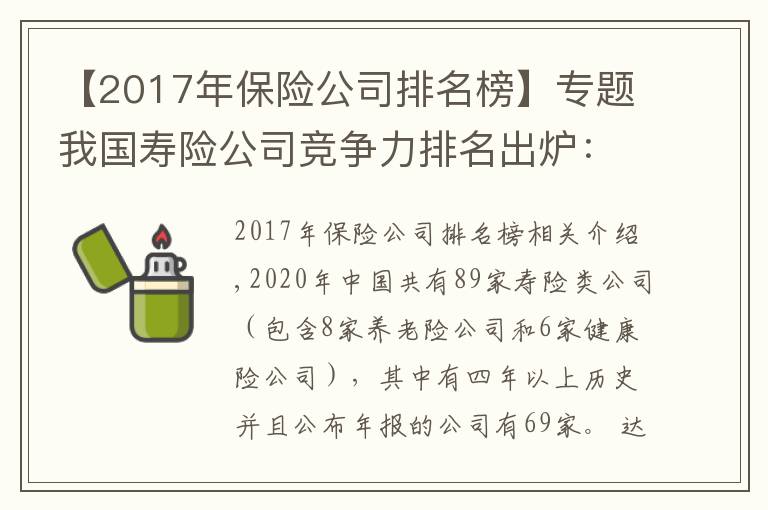 【2017年保險(xiǎn)公司排名榜】專題我國(guó)壽險(xiǎn)公司競(jìng)爭(zhēng)力排名出爐：太保平安國(guó)壽穩(wěn)居前三