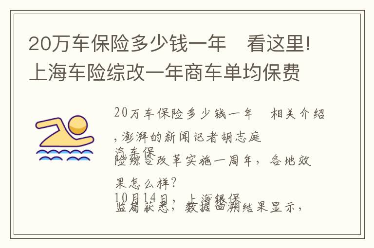 20萬車保險多少錢一年	看這里!上海車險綜改一年商車單均保費(fèi)降356元，累計(jì)直接讓利20億