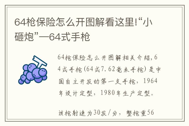 64槍保險怎么開圖解看這里!“小砸炮”—64式手槍