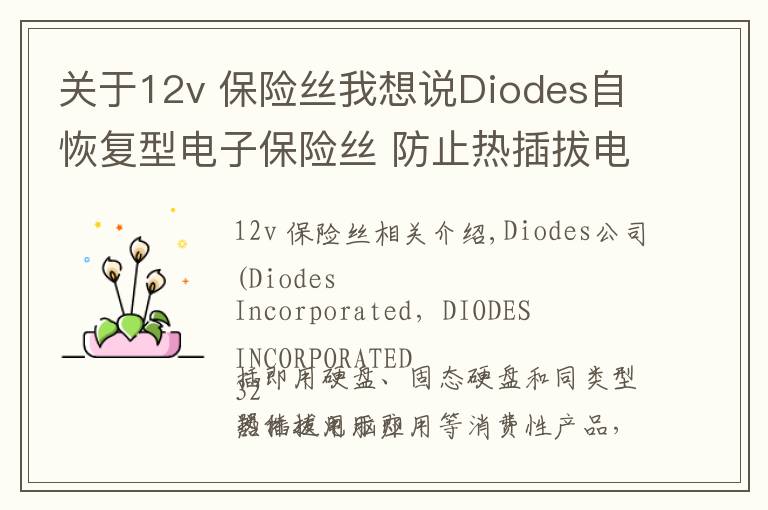 關于12v 保險絲我想說Diodes自恢復型電子保險絲 防止熱插拔電腦外設出現(xiàn)故障