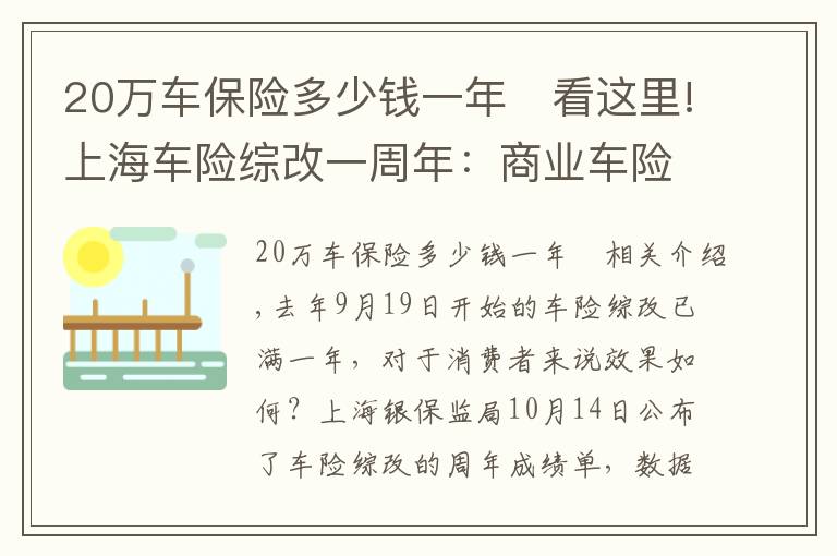 20萬車保險多少錢一年	看這里!上海車險綜改一周年：商業(yè)車險單均保費(fèi)下降356元