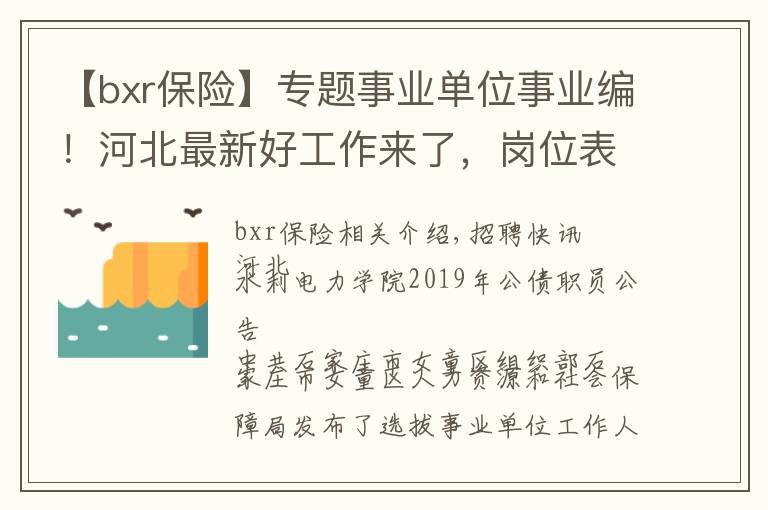 【bxr保險(xiǎn)】專題事業(yè)單位事業(yè)編！河北最新好工作來(lái)了，崗位表