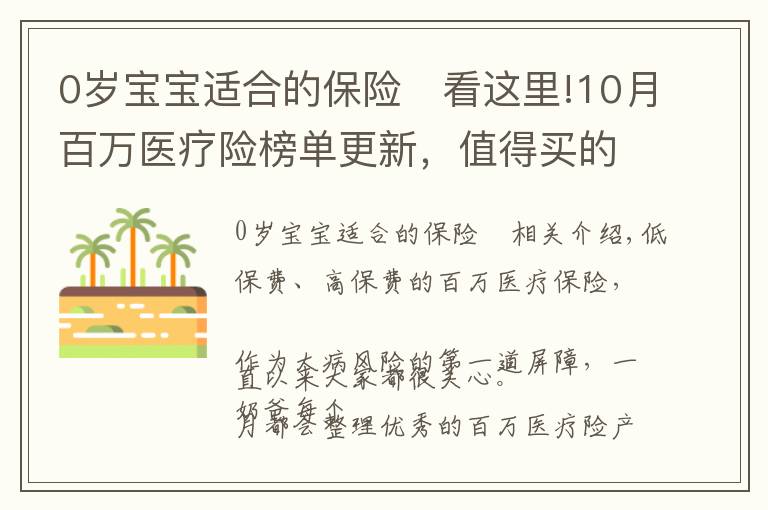 0歲寶寶適合的保險	看這里!10月百萬醫(yī)療險榜單更新，值得買的都在這里，別再被忽悠了