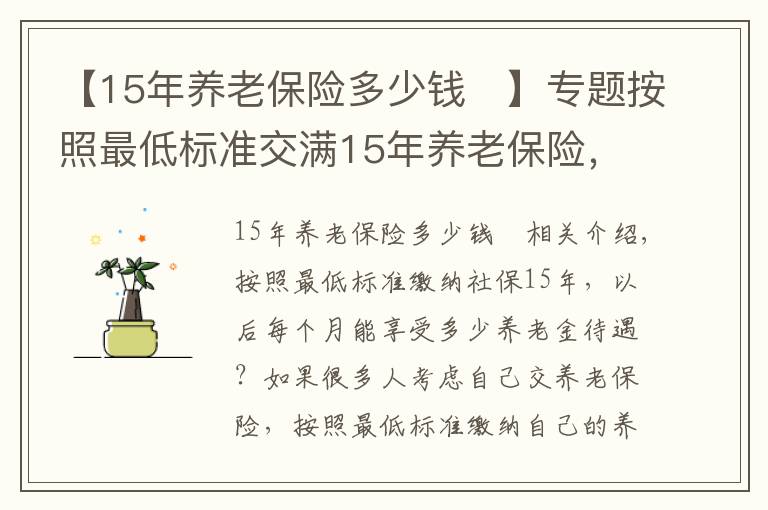 【15年養(yǎng)老保險(xiǎn)多少錢	】專題按照最低標(biāo)準(zhǔn)交滿15年養(yǎng)老保險(xiǎn)，每個(gè)月可以享受多少退休金？