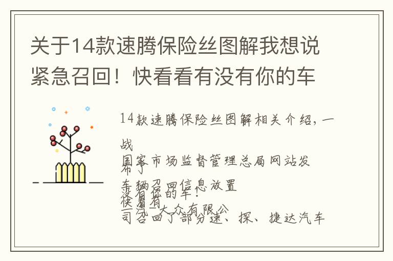 關(guān)于14款速騰保險絲圖解我想說緊急召回！快看看有沒有你的車