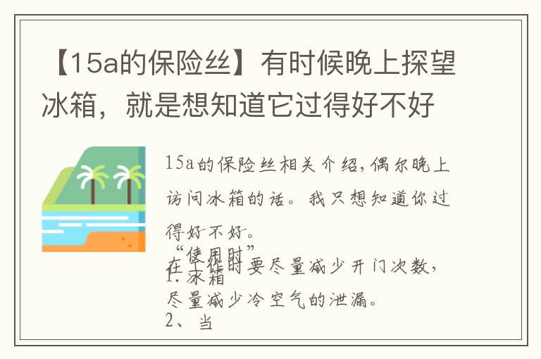 【15a的保險(xiǎn)絲】有時(shí)候晚上探望冰箱，就是想知道它過得好不好