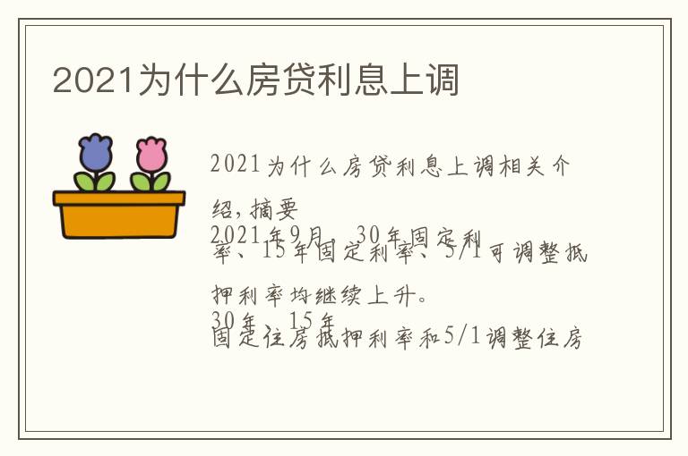 2021為什么房貸利息上調