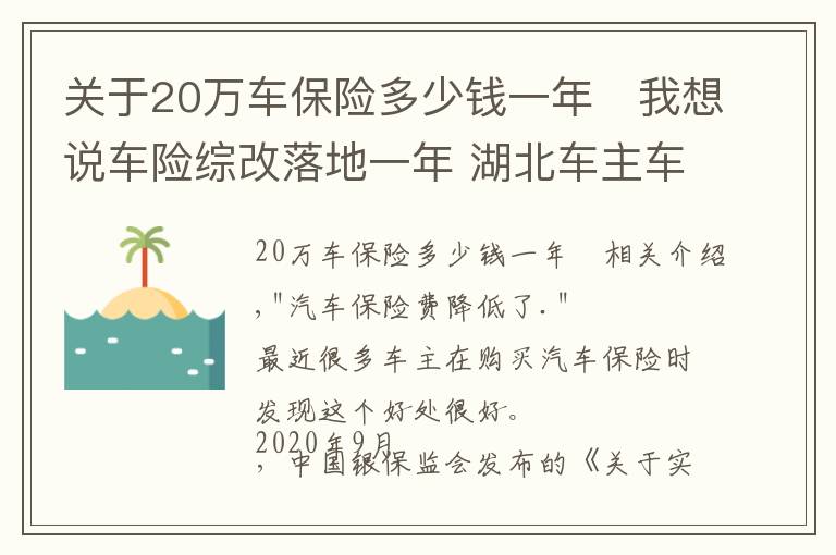 關(guān)于20萬車保險(xiǎn)多少錢一年	我想說車險(xiǎn)綜改落地一年 湖北車主車均保費(fèi)降了481元