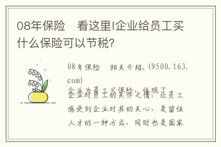 08年保險(xiǎn)	看這里!企業(yè)給員工買(mǎi)什么保險(xiǎn)可以節(jié)稅？