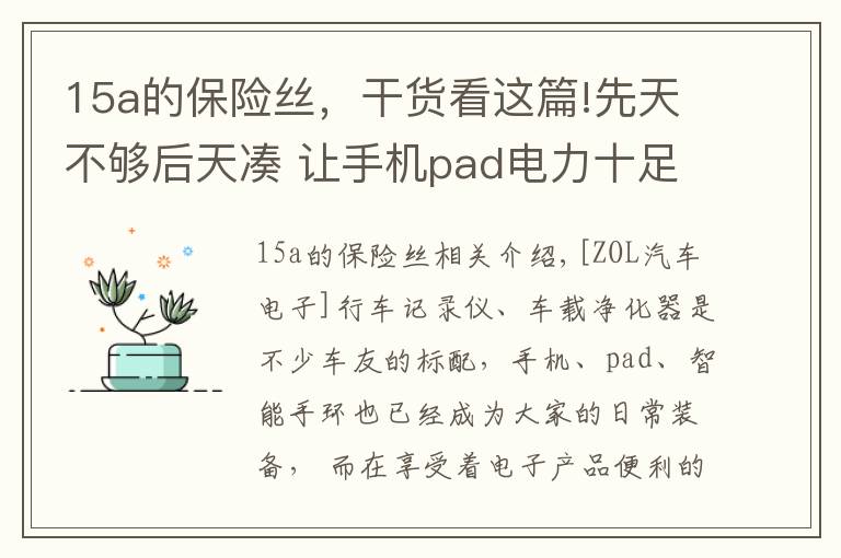 15a的保險絲，干貨看這篇!先天不夠后天湊 讓手機pad電力十足的車充推薦