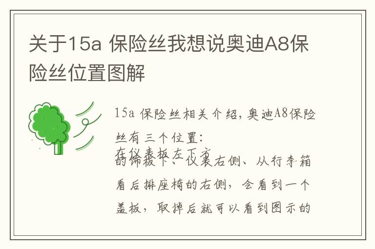 關于15a 保險絲我想說奧迪A8保險絲位置圖解