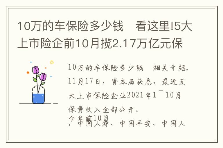 10萬(wàn)的車保險(xiǎn)多少錢	看這里!5大上市險(xiǎn)企前10月攬2.17萬(wàn)億元保費(fèi)，人保10月車險(xiǎn)保費(fèi)恢復(fù)正增長(zhǎng)