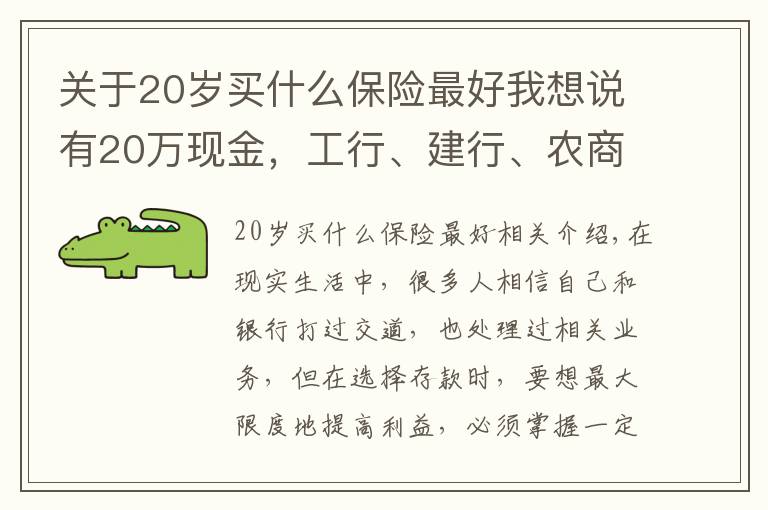 關(guān)于20歲買什么保險(xiǎn)最好我想說有20萬現(xiàn)金，工行、建行、農(nóng)商行，存款選擇哪家銀行更好？