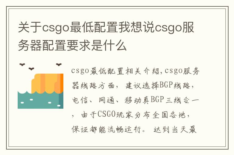 關(guān)于csgo最低配置我想說csgo服務器配置要求是什么