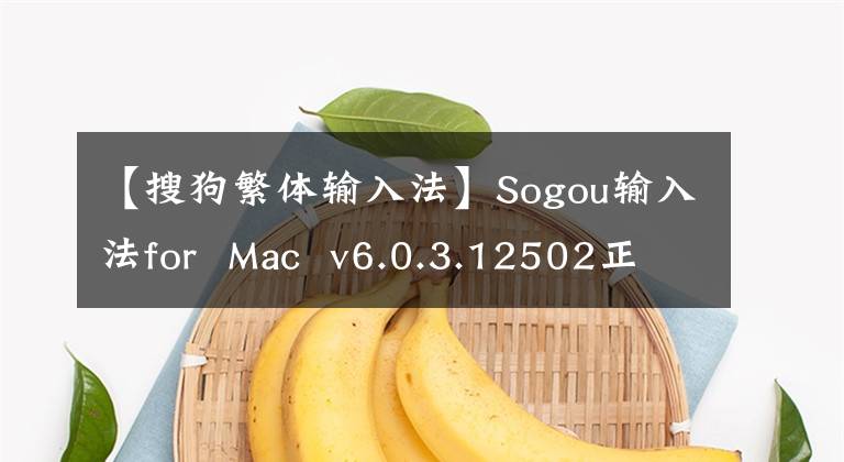 【搜狗繁體輸入法】Sogou輸入法for  Mac  v6.0.3.12502正式免費(fèi)版本