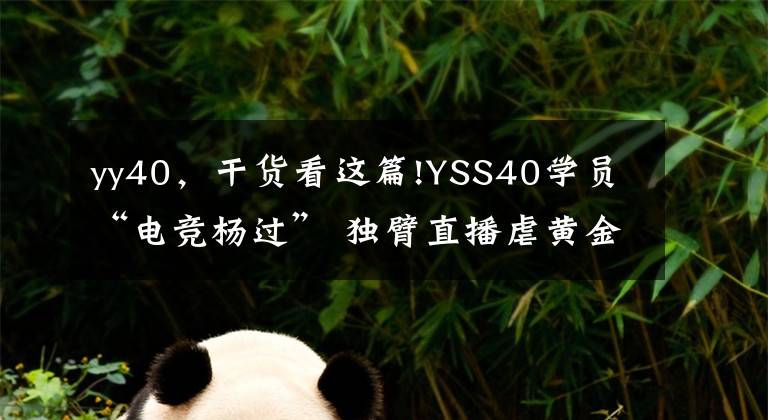 yy40，干貨看這篇!YSS40學員“電競楊過” 獨臂直播虐黃金選手