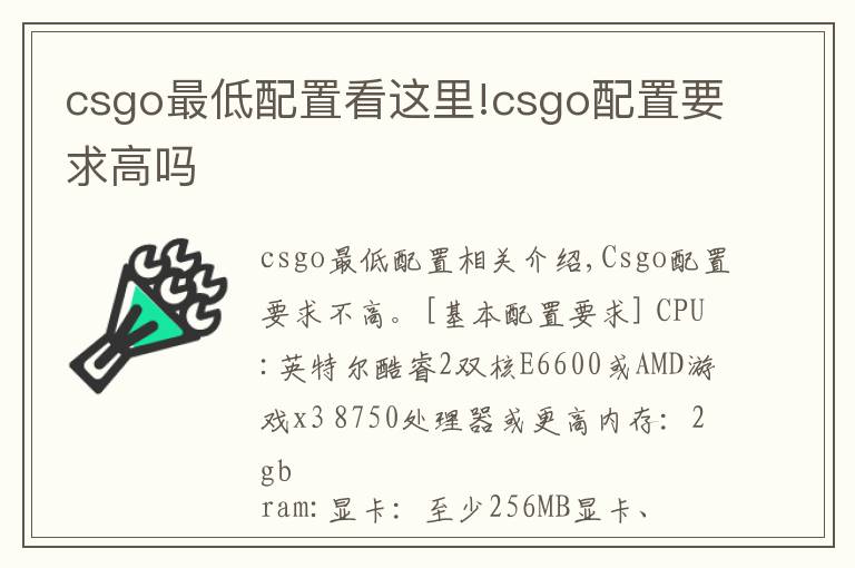 csgo最低配置看這里!csgo配置要求高嗎