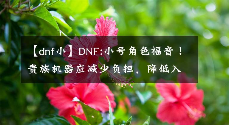 【dnf小】DNF:小號(hào)角色福音！貴族機(jī)器應(yīng)減少負(fù)擔(dān)，降低入場(chǎng)名望，優(yōu)化復(fù)印過(guò)程