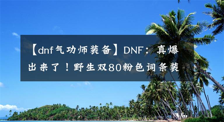 【dnf氣功師裝備】DNF：真爆出來(lái)了！野生雙80粉色詞條裝備現(xiàn)身，旭旭寶寶欲哭無(wú)淚