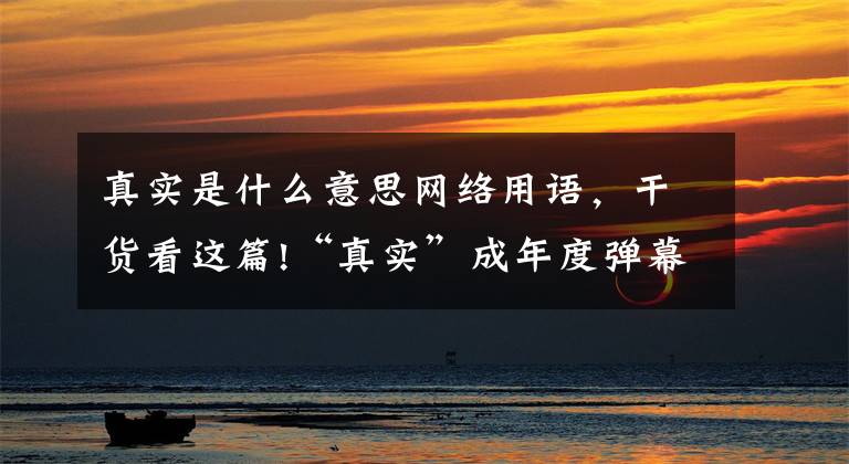 真實(shí)是什么意思網(wǎng)絡(luò)用語，干貨看這篇!“真實(shí)”成年度彈幕，虛構(gòu)敘事引發(fā)年輕人現(xiàn)實(shí)共鳴