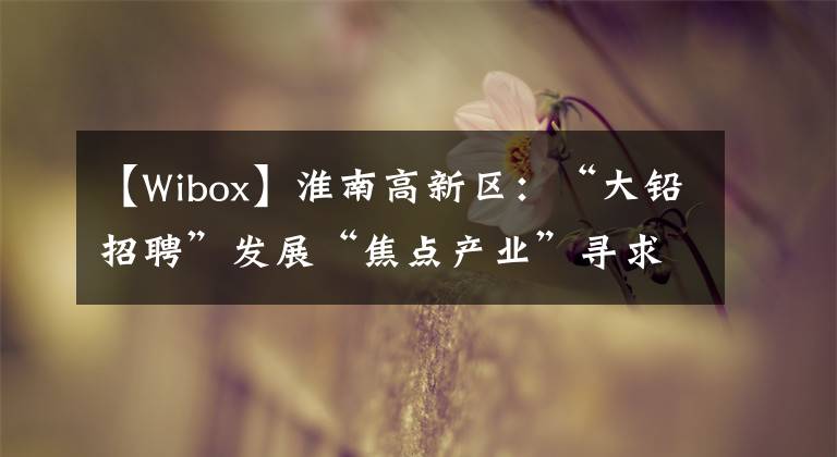 【W(wǎng)ibox】淮南高新區(qū)：“大鉛招聘”發(fā)展“焦點產(chǎn)業(yè)”尋求突破