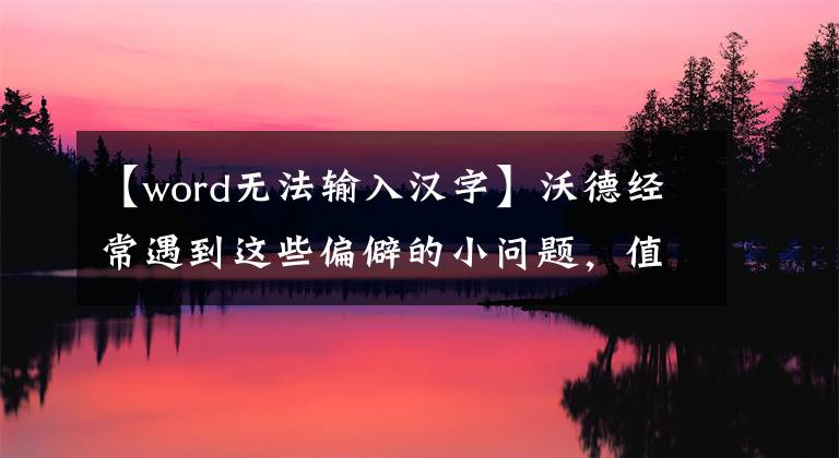 【word無法輸入漢字】沃德經(jīng)常遇到這些偏僻的小問題，值錢的收藏品。