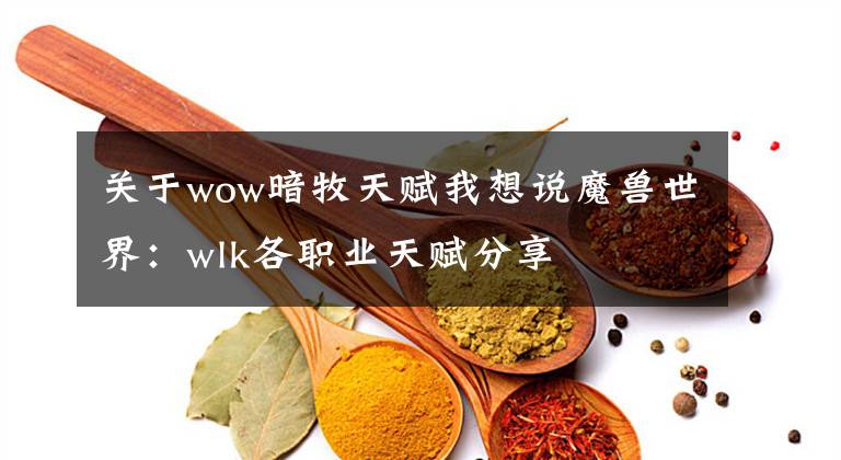 關(guān)于wow暗牧天賦我想說魔獸世界：wlk各職業(yè)天賦分享