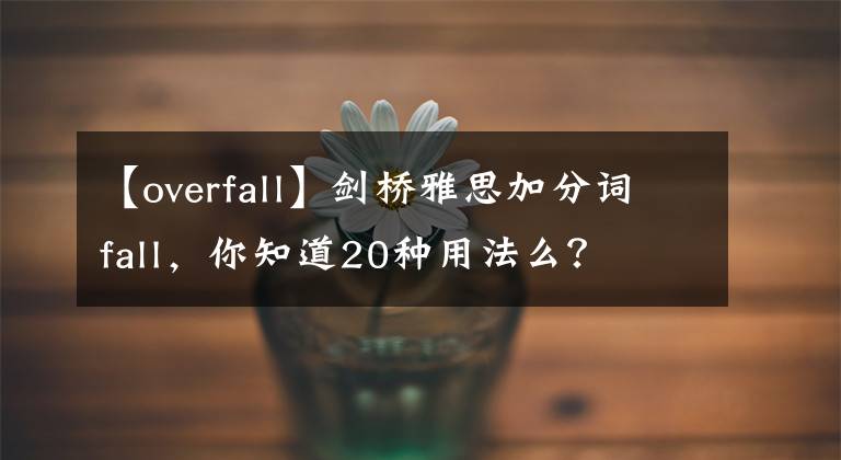 【overfall】劍橋雅思加分詞fall，你知道20種用法么？