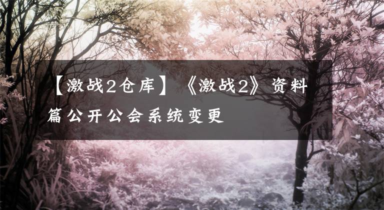 【激戰(zhàn)2倉庫】《激戰(zhàn)2》資料篇公開公會系統(tǒng)變更