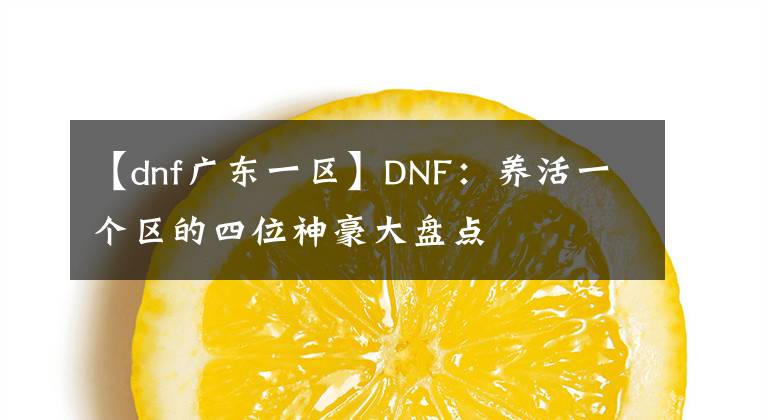 【dnf廣東一區(qū)】DNF：養(yǎng)活一個(gè)區(qū)的四位神豪大盤(pán)點(diǎn)