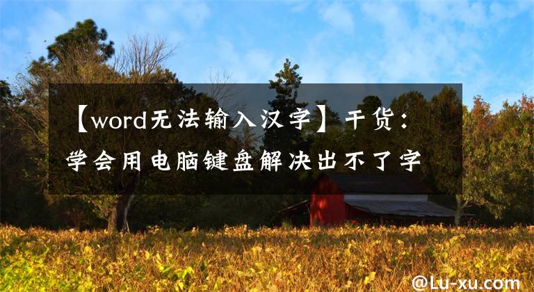 【word無法輸入漢字】干貨：學(xué)會用電腦鍵盤解決出不了字的5種手段，簡單實用，不再求人。