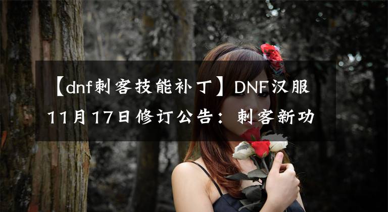 【dnf刺客技能補(bǔ)丁】DNF漢服11月17日修訂公告：刺客新功能改編影子舞蹈微調(diào)！