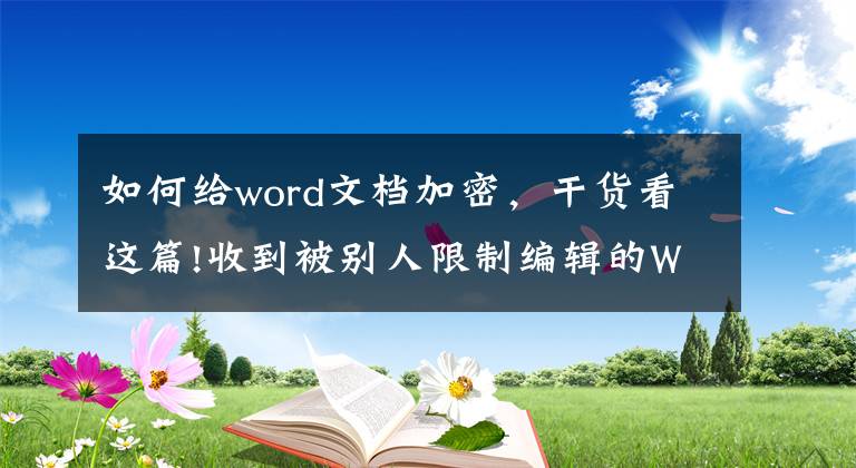 如何給word文檔加密，干貨看這篇!收到被別人限制編輯的Word文檔怎么辦？Office高手告訴你解密方法