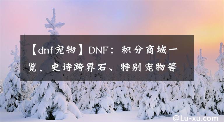 【dnf寵物】DNF：積分商城一覽，史詩跨界石、特別寵物等特別道具等你來拿