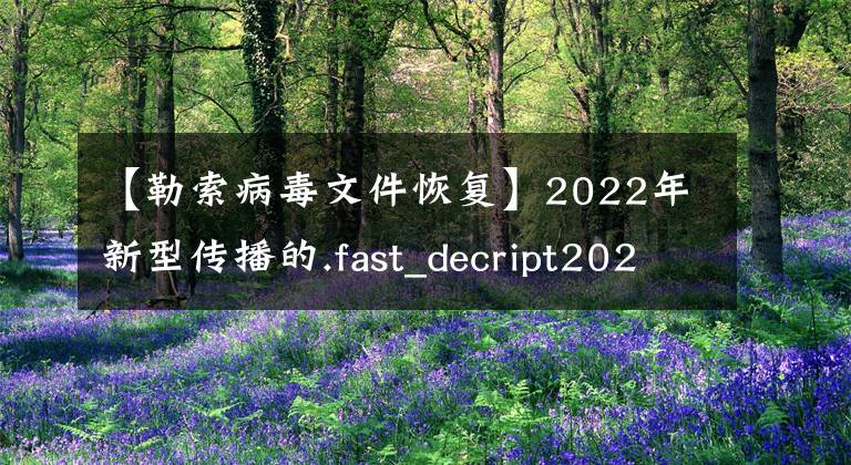 【勒索病毒文件恢復(fù)】2022年新型傳播的.fast_decript2022后綴勒索病毒