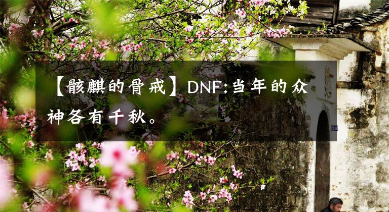 【骸麒的骨戒】DNF:當(dāng)年的眾神各有千秋。