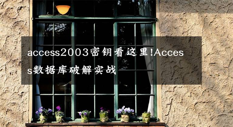 access2003密鑰看這里!Access數(shù)據(jù)庫破解實戰(zhàn)