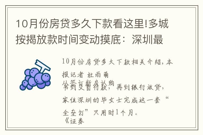 10月份房貸多久下款看這里!多城按揭放款時間變動摸底：深圳最快一個月 上?？s至兩三個月